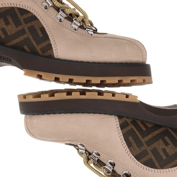 Authentic Fendi Leather Monogram Hiking Boots men size UK5 US6